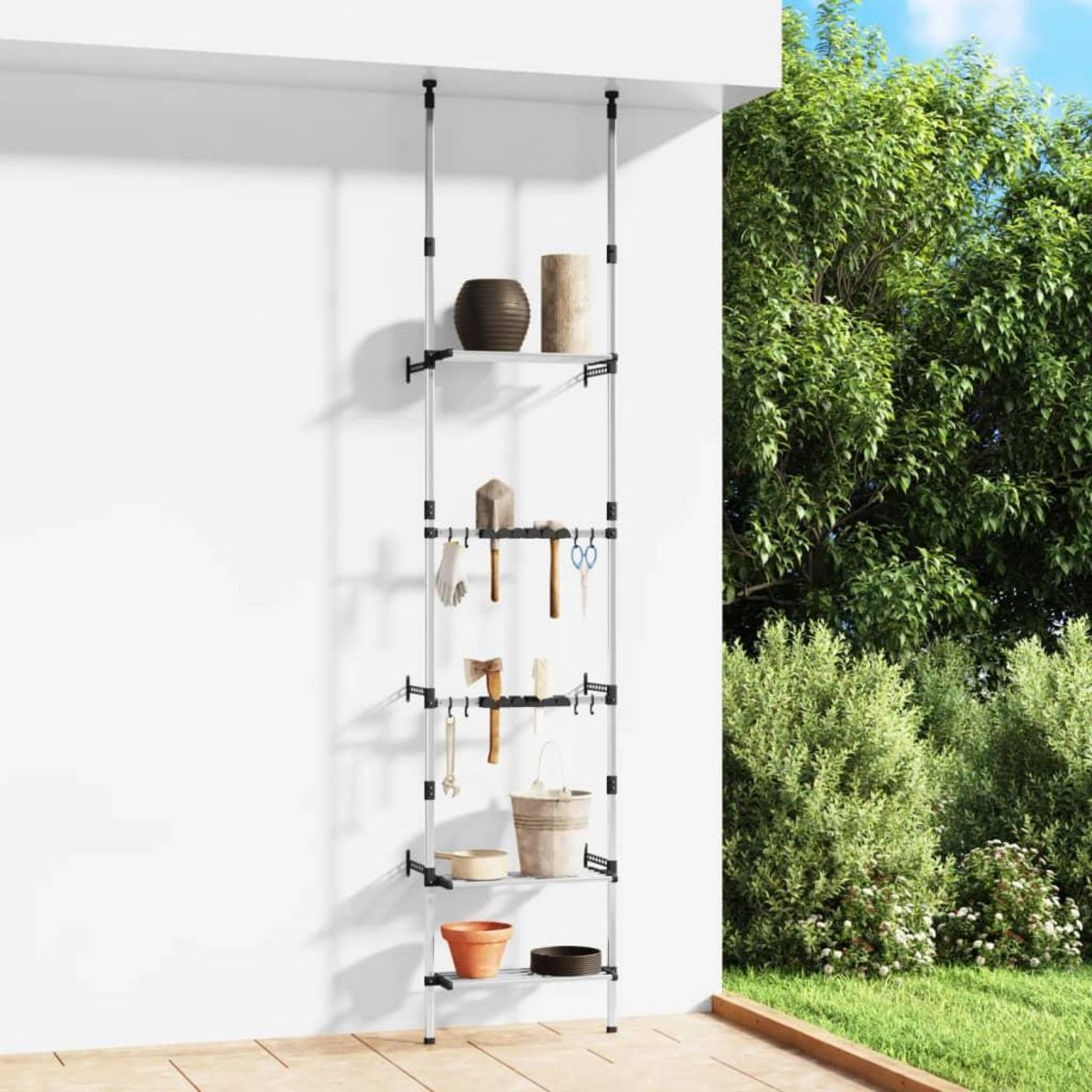 VIDAXL Support de jardin telescopique a 3 etageres Argente Aluminium
