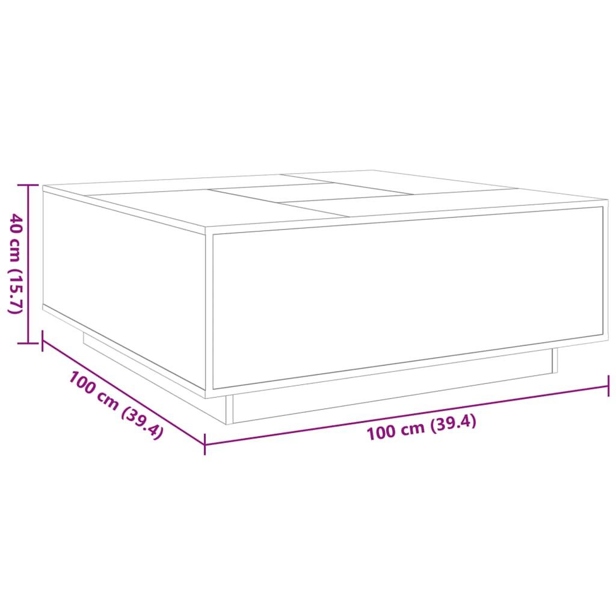 Voir la diapositive 6 : VIDAXL Table basse avec LED infini gris beton 100x100x40 cm