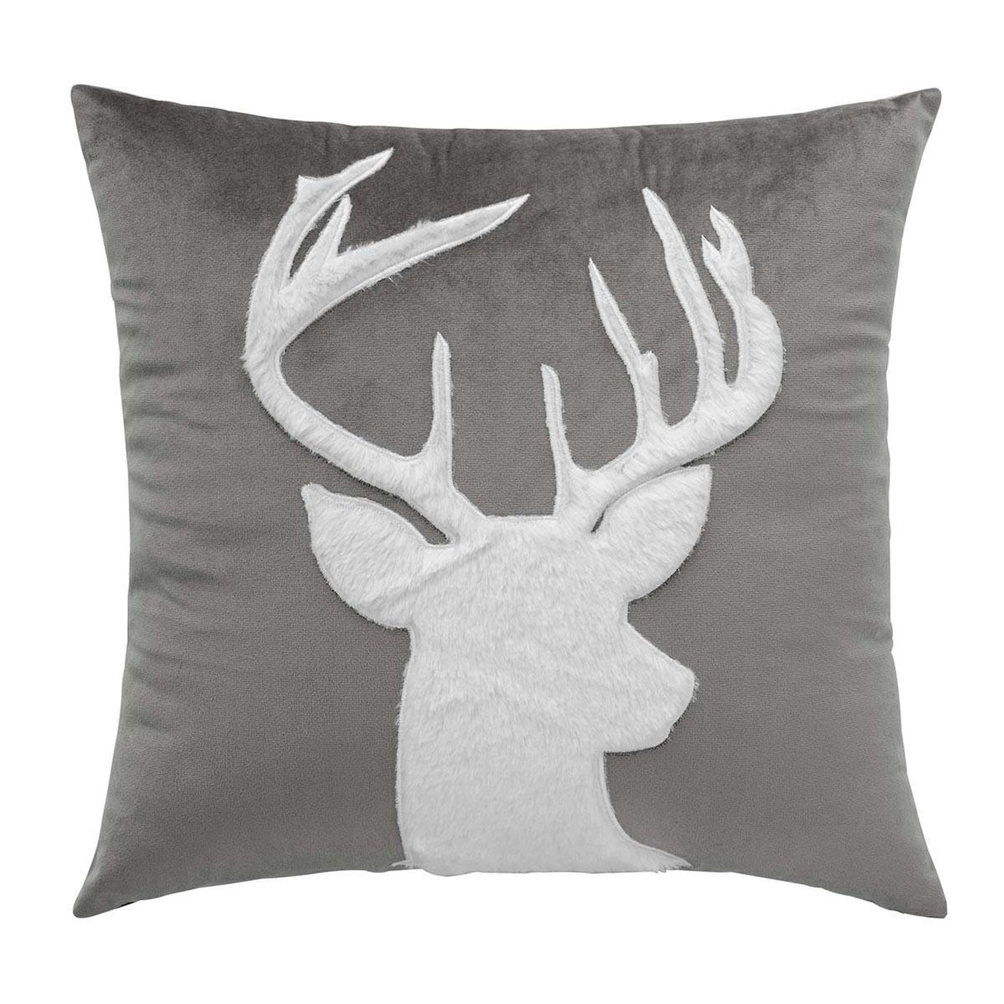 Douceur d'Intérieur Coussin déco en velours  cerf  45x45cm anthracite
