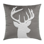 Paris Prix Coussin Déco en Velours  Cerf  45x45cm Anthracite