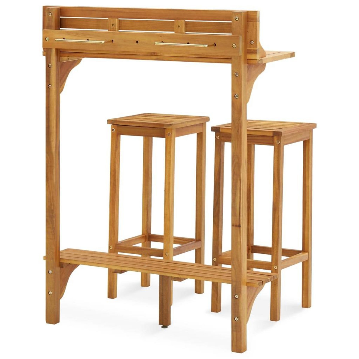 VIDAXL Ensemble de bar de balcon 3 pcs Bois d'acacia solide