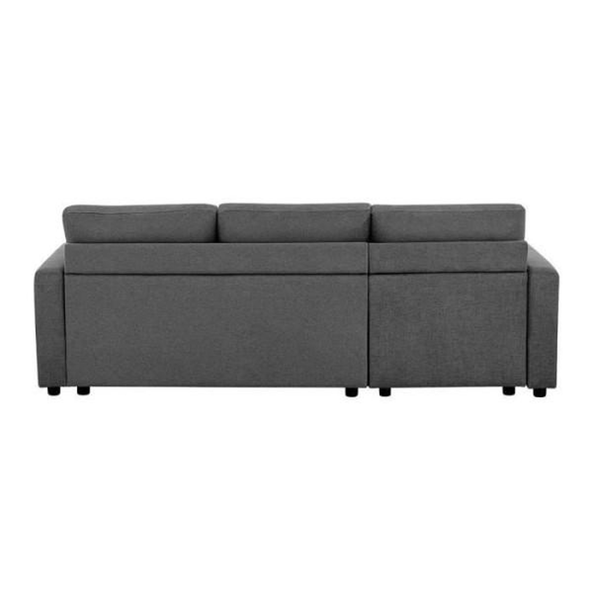 Voir la diapositive 6 : MARKET24 Canapé d'angle fixe + 2 coussins - Tissu Gris - L 228 x P 148 x H 86 cm - OWENS