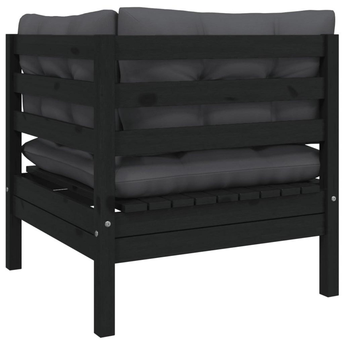 VIDAXL Salon de jardin 3 pcs avec coussins Noir Bois de pin massif