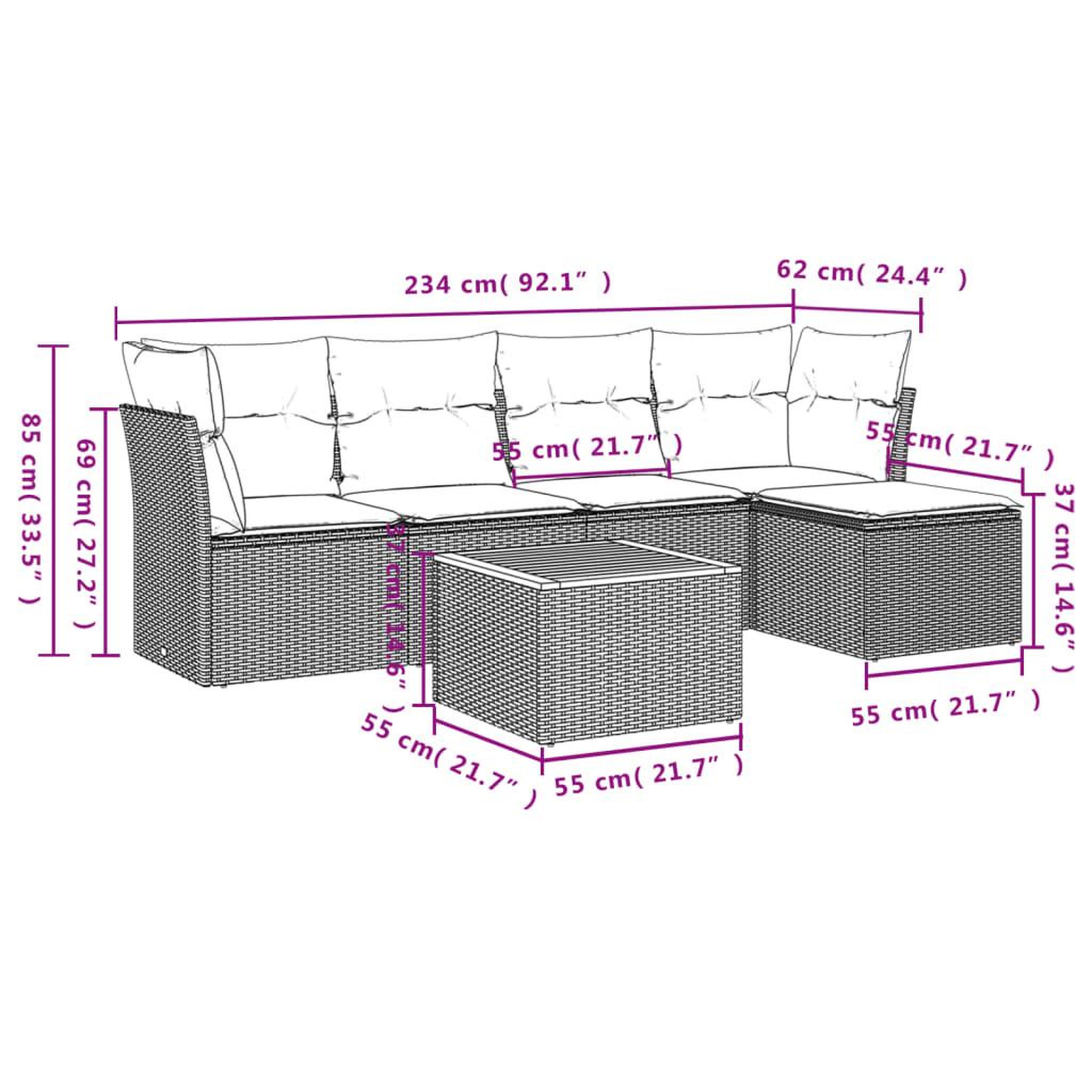 Voir la diapositive 4 : VIDAXL Salon de jardin 6 pcs avec coussins noir resine tressee