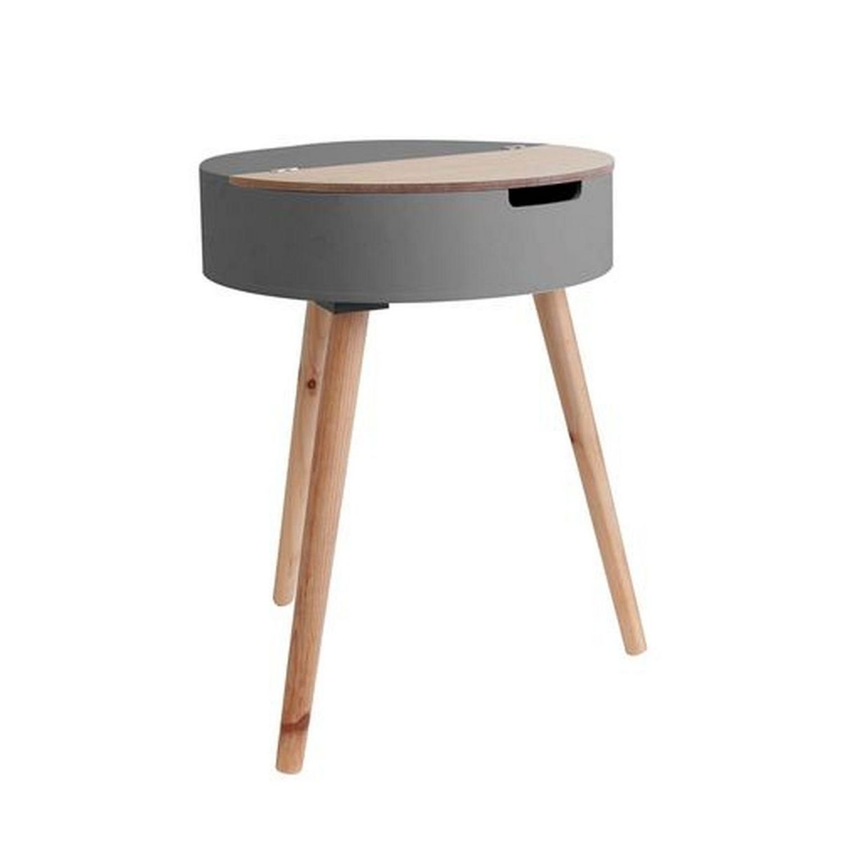 TOILINUX 2 Tables de nuit coffre Scandinave - Diam. 45 cm - Gris