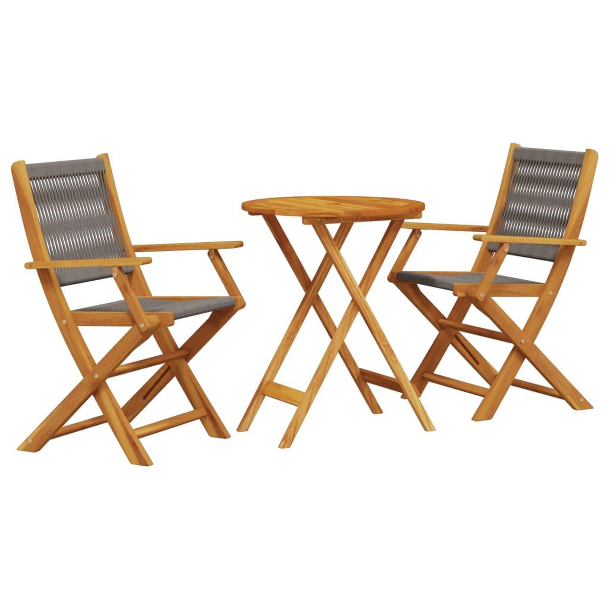 Voir la diapositive 2 : VIDAXL Ensemble de bistro 3 pcs gris polypropylene et bois massif