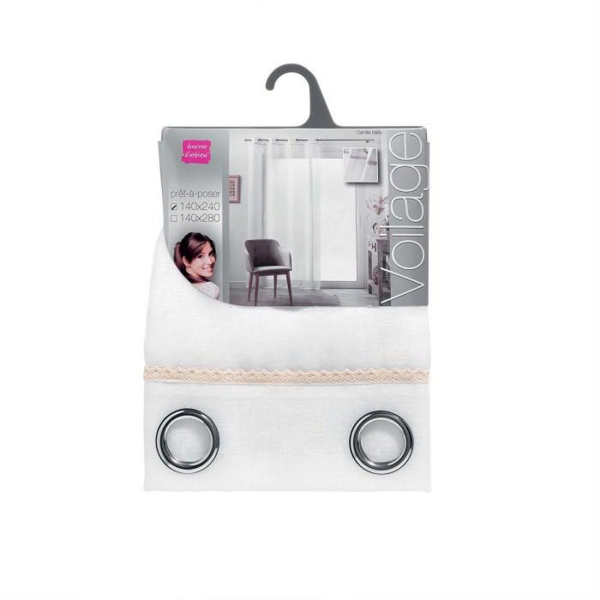 Paris Prix Rideau Voilage à Œillets  Camilla  140x240cm Blanc