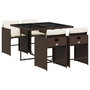 Voir la diapositive 2 : VIDAXL Ensemble a manger de jardin 5 pcs et coussins marron poly rotin