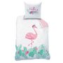Voir la diapositive 2 : MATT & ROSE Parure housse de couette enfant en coton 57 fils réversible zig zig ou flamand rose