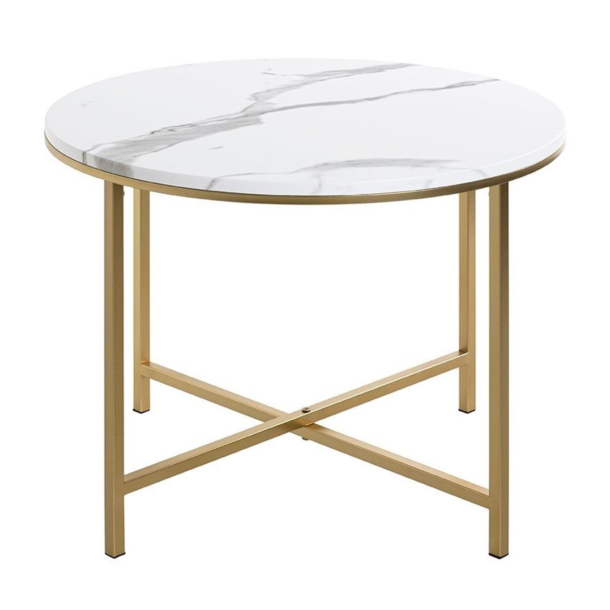 Voir la diapositive 2 : Paris Prix Table basse ronde effet marbre  alba  60cm or