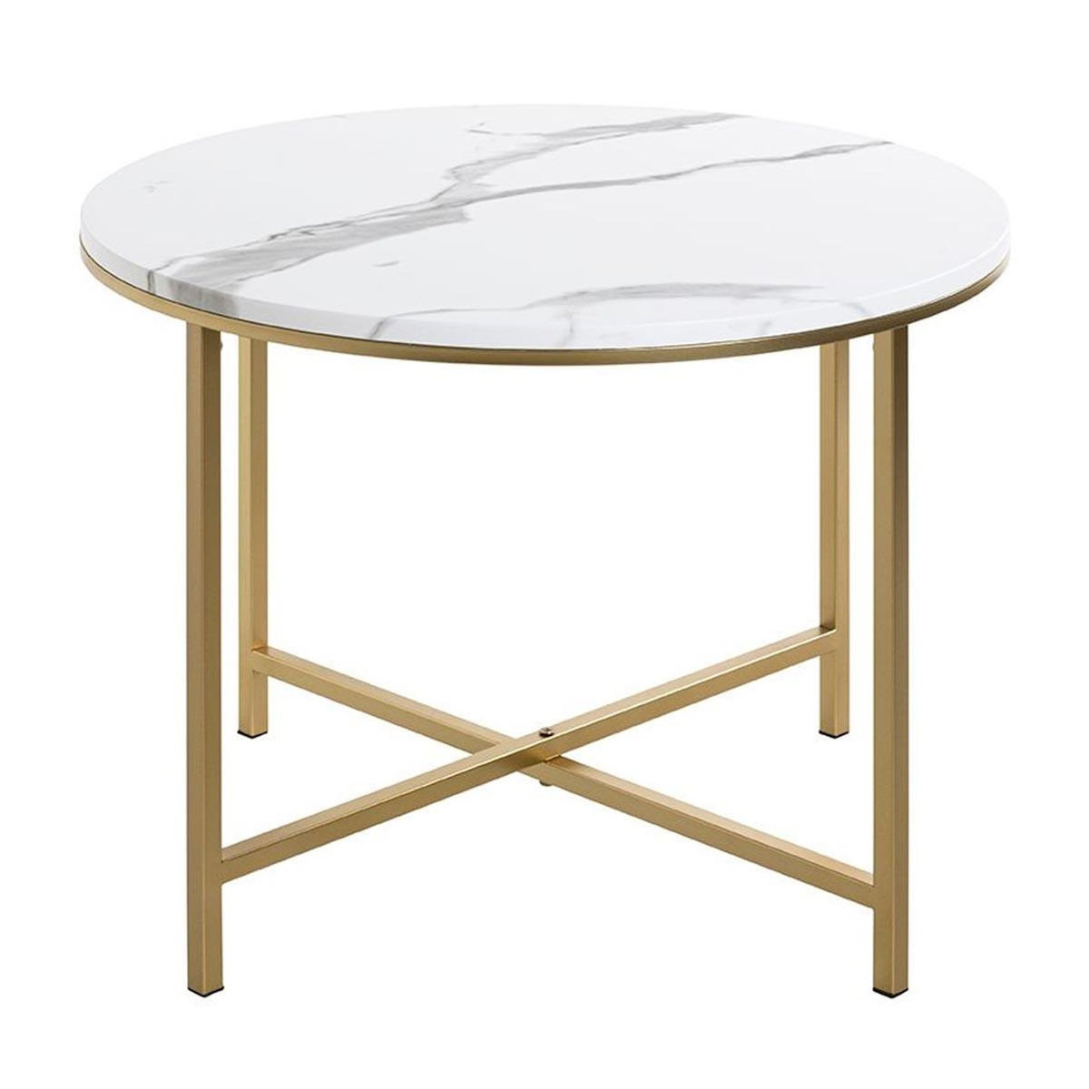Paris Prix Table Basse Ronde Effet Marbre  Alba  60cm Or