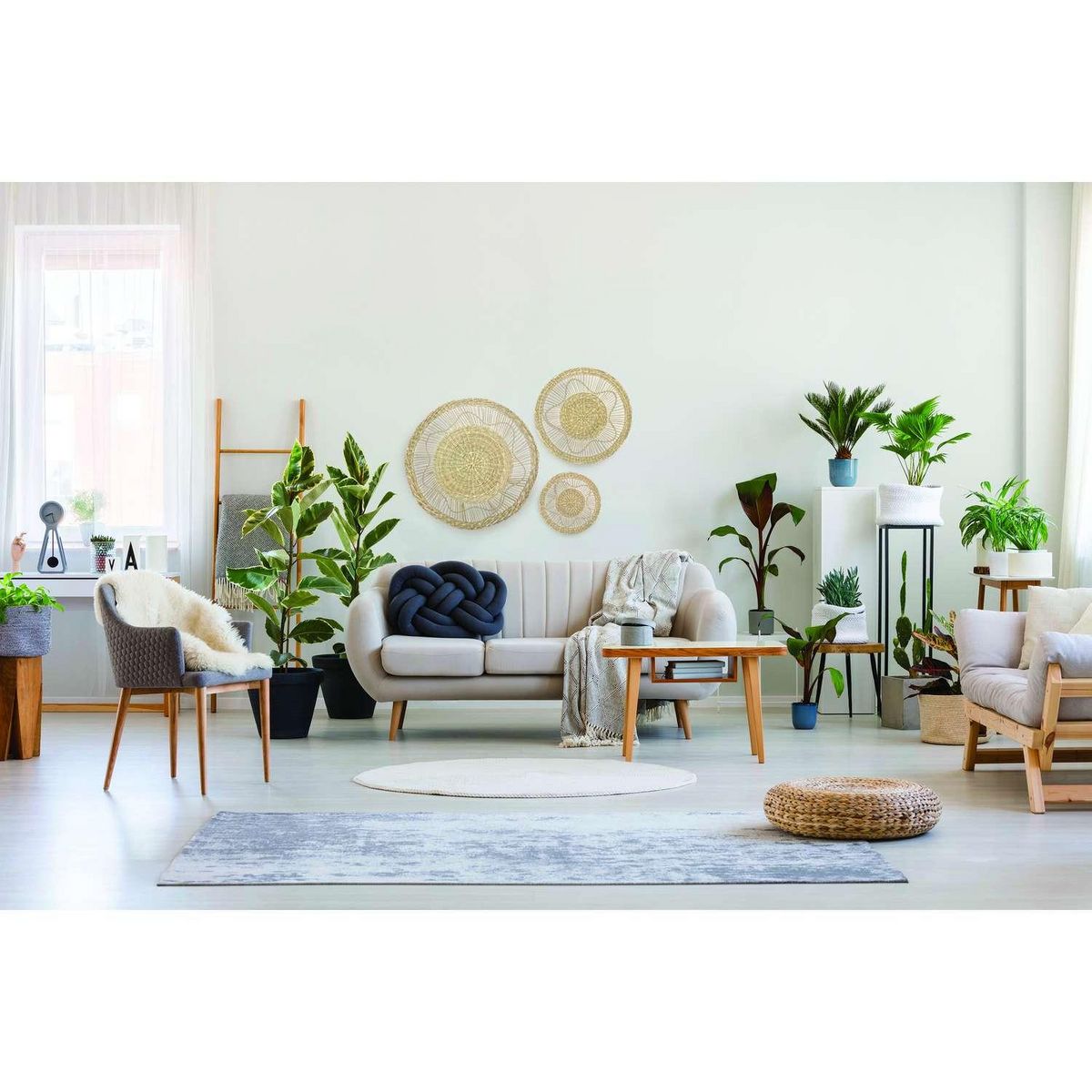 ATMOSPHERA Ensemble de 3 décorations murales en roseau - Beige