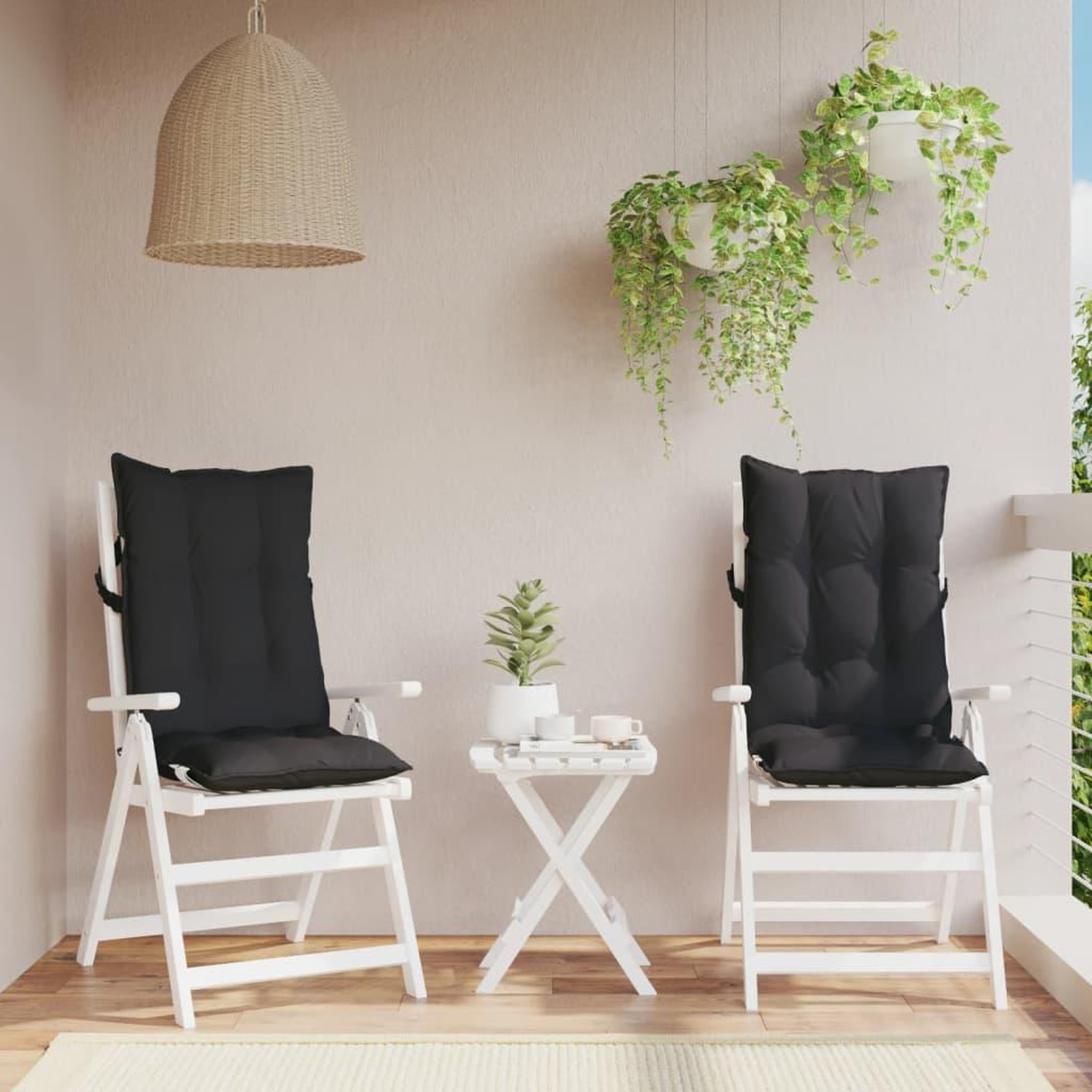 VIDAXL Coussins de chaise a dossier haut lot de 2 noir tissu oxford