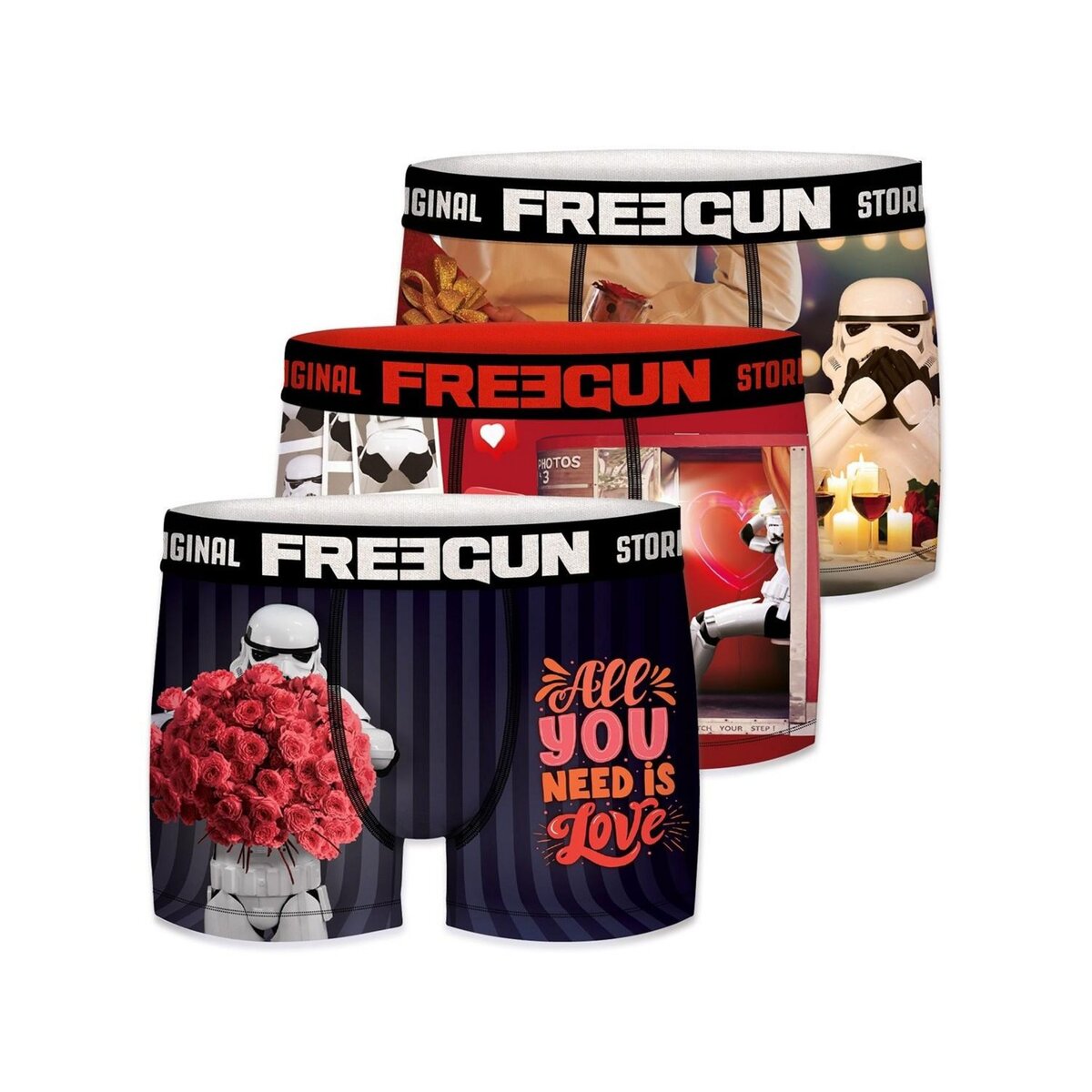 FREEGUN Lot de 3 Boxers homme Stormtrooper St Valentin pas cher