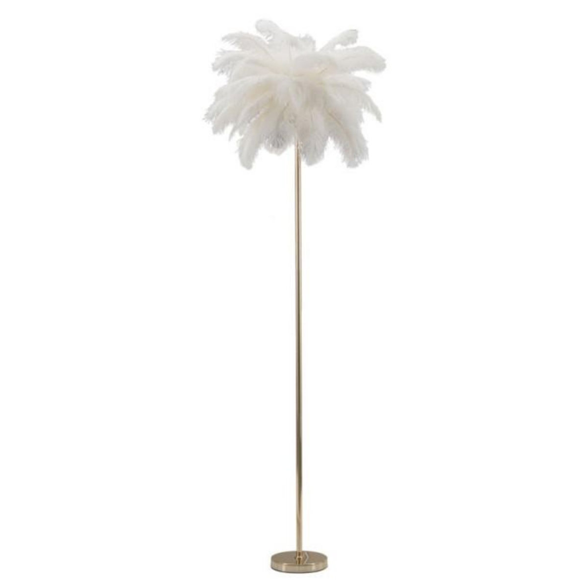 Paris Prix Lampadaire Imitation Plume  Palm  160cm Or & Blanc