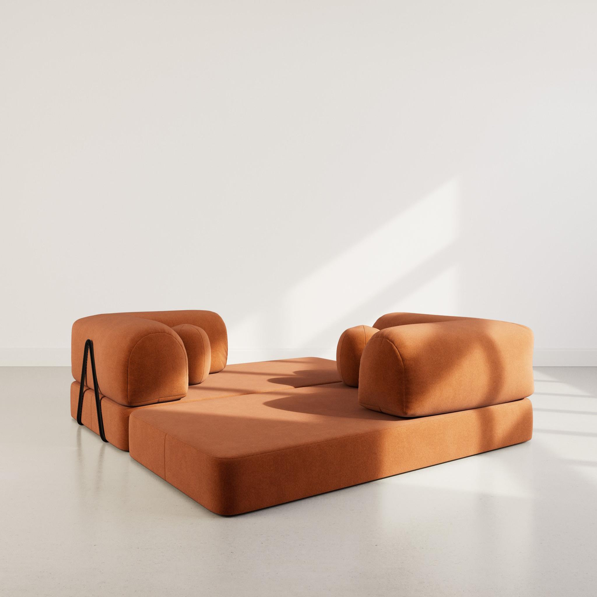 Voir la diapositive 3 : BEST MOBILIER Nebula - canapé 3 places convertible en velours texturé