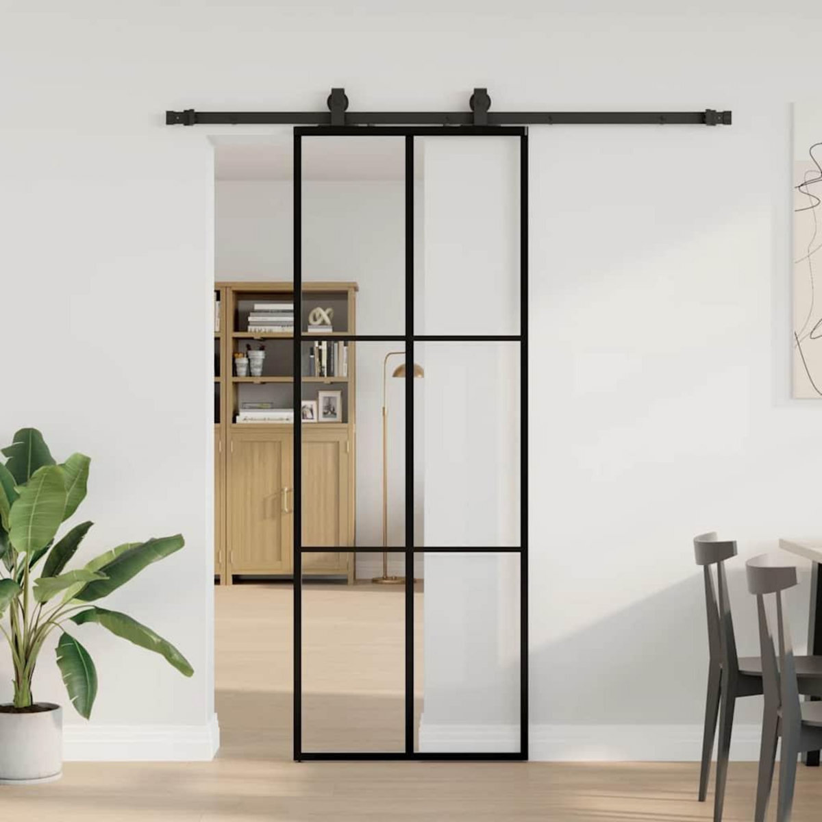 VIDAXL Porte coulissante kit de quincaillerie noir 76x205 cm verre ESG