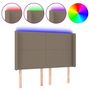 Voir la diapositive 2 : VIDAXL Tete de lit a LED Taupe 147x16x118/128 cm Tissu