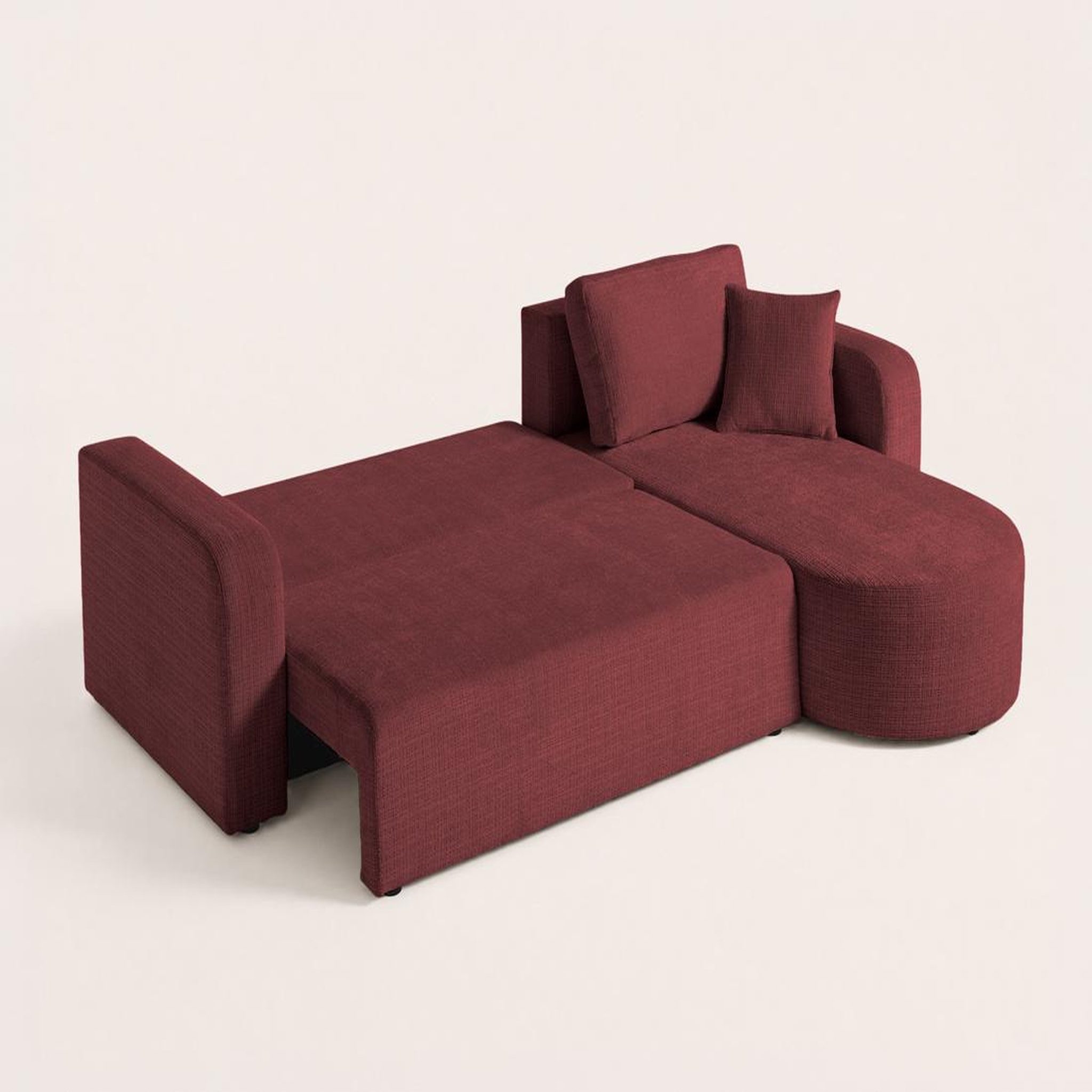 Voir la diapositive 6 : BEST MOBILIER Miro - canapé d'angle réversible - 4 places - convertible avec coffre - en velours texturé