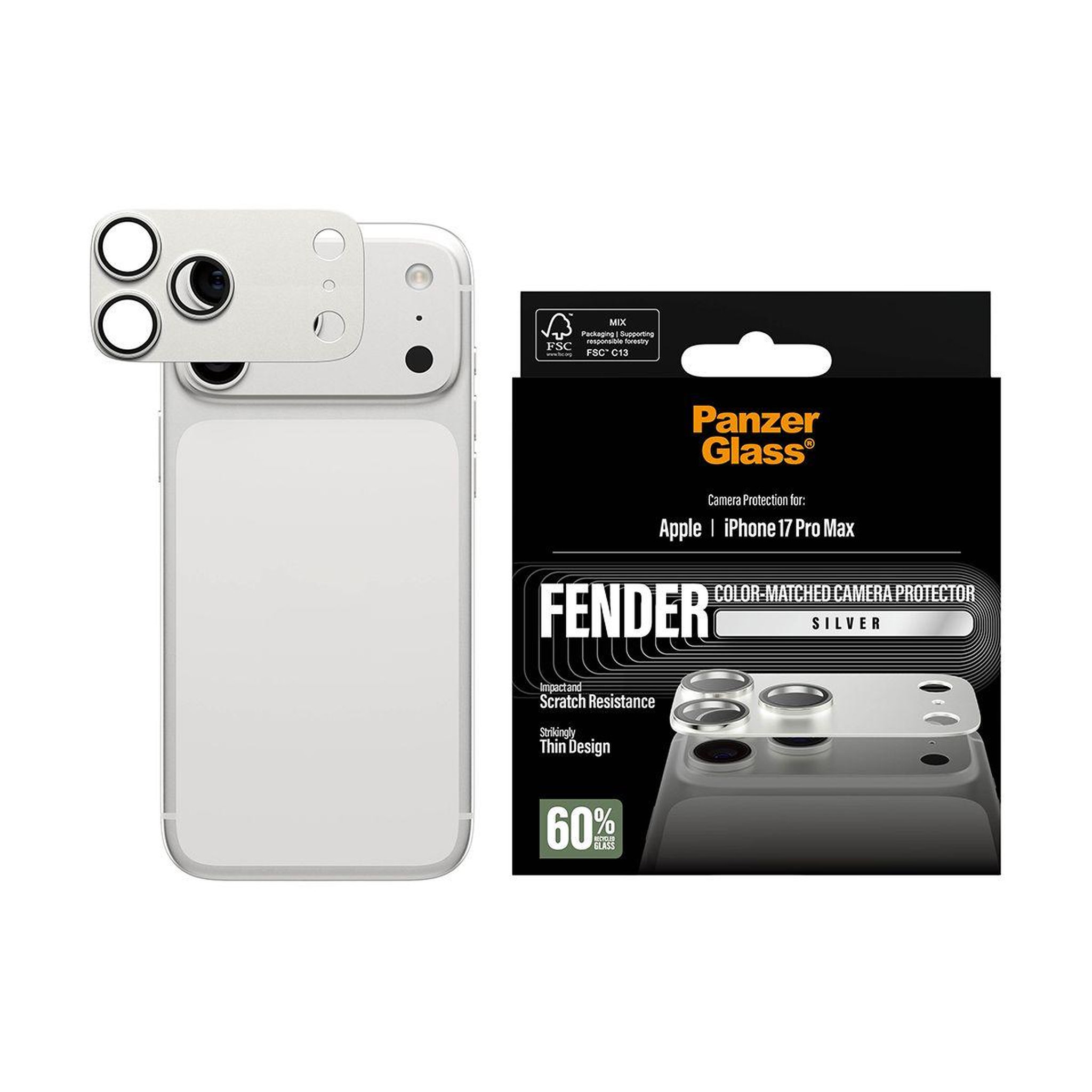Voir la diapositive 2 : PANZERGLASS Protège objectif iphone 17 pro max protège obj silver