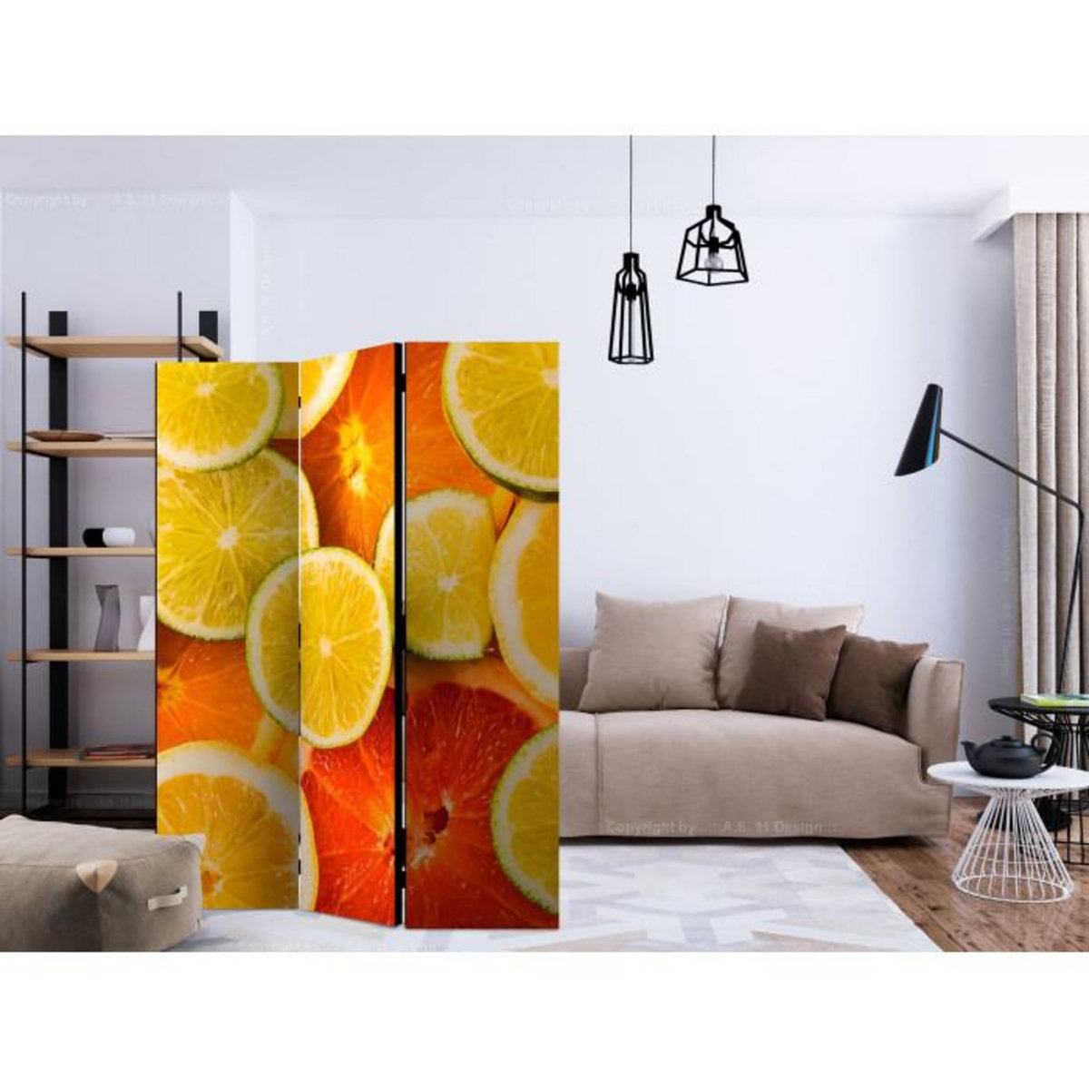 Paris Prix Paravent 3 Volets  Citrus Fruits  135x172cm