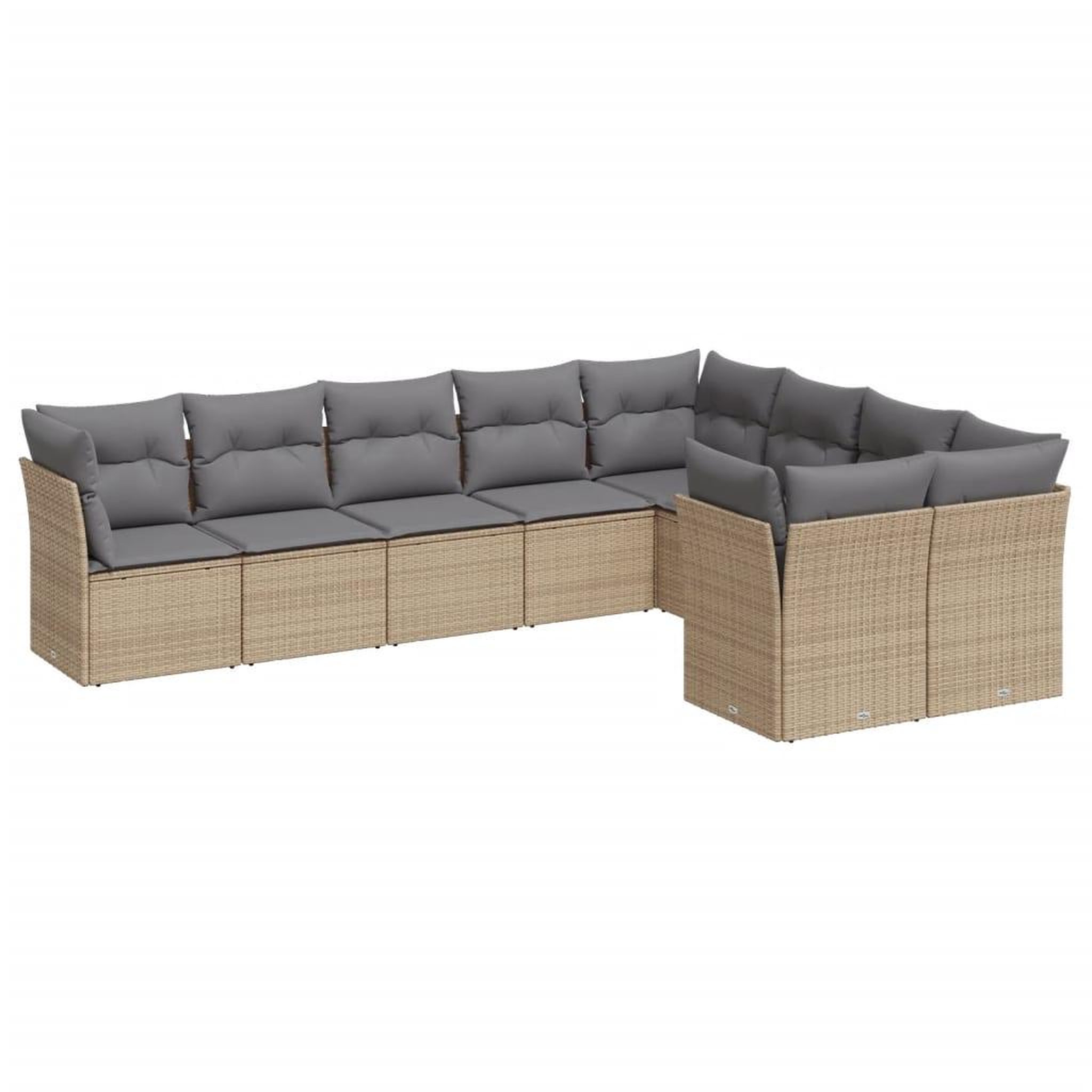 Voir la diapositive 2 : VIDAXL Salon de jardin avec coussins 9 pcs beige resine tressee