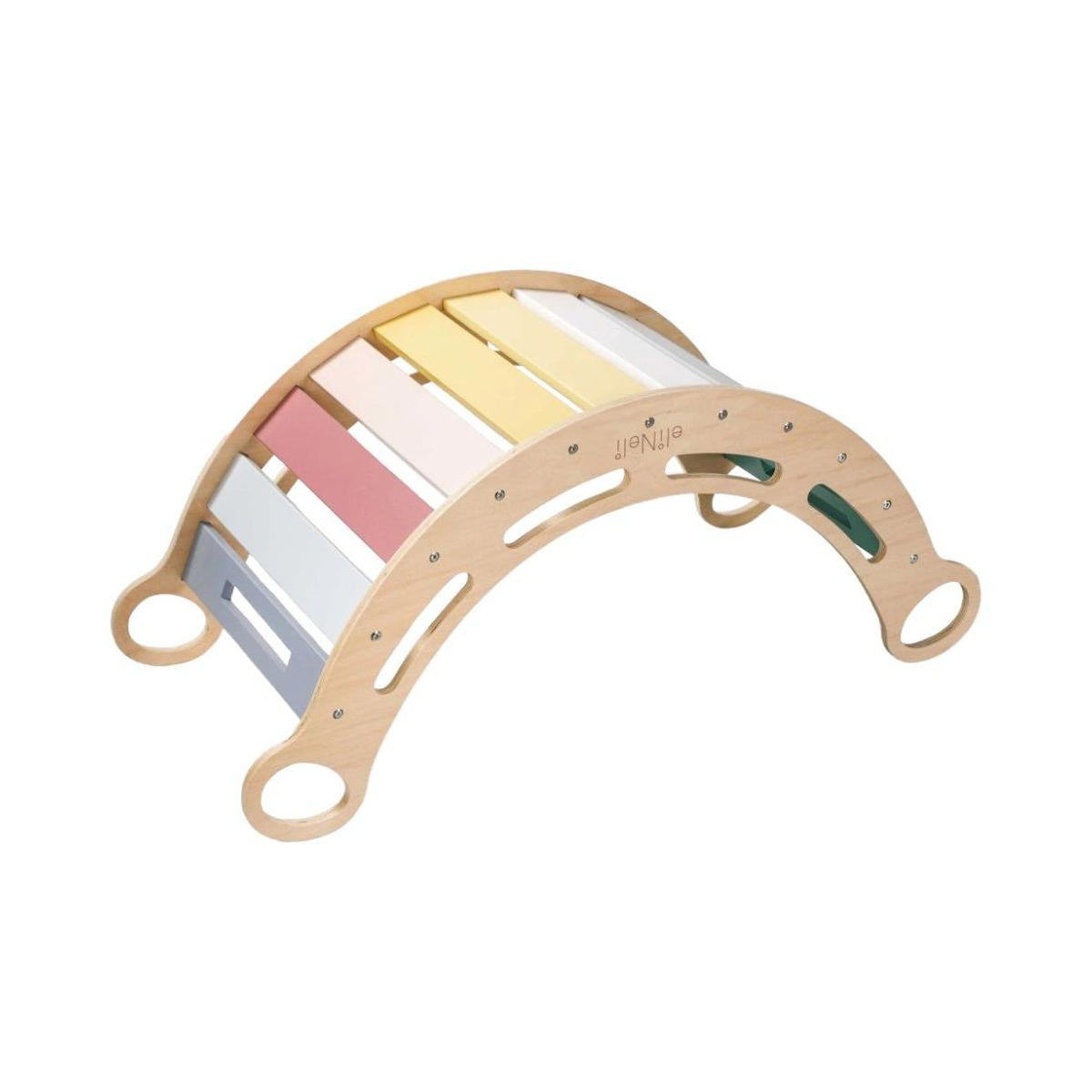 ELINELI Balançoire Montessori bois 100 cm 5en1 pastel