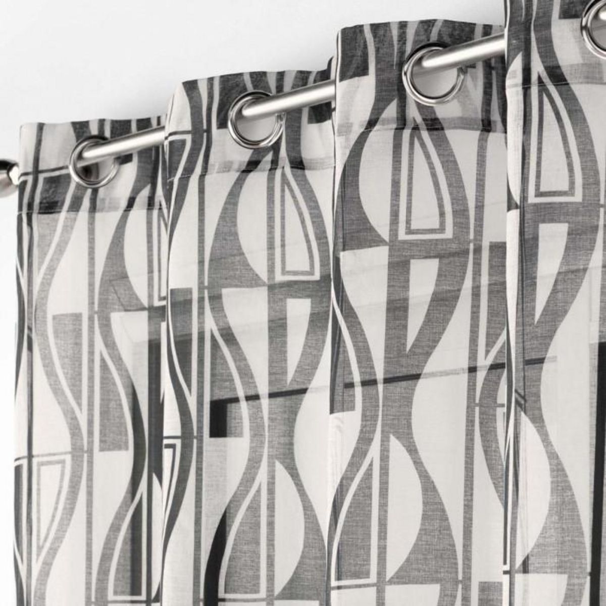 Paris Prix Rideau Voilage à Œillets  Ikaris  140x240cm Noir & Blanc