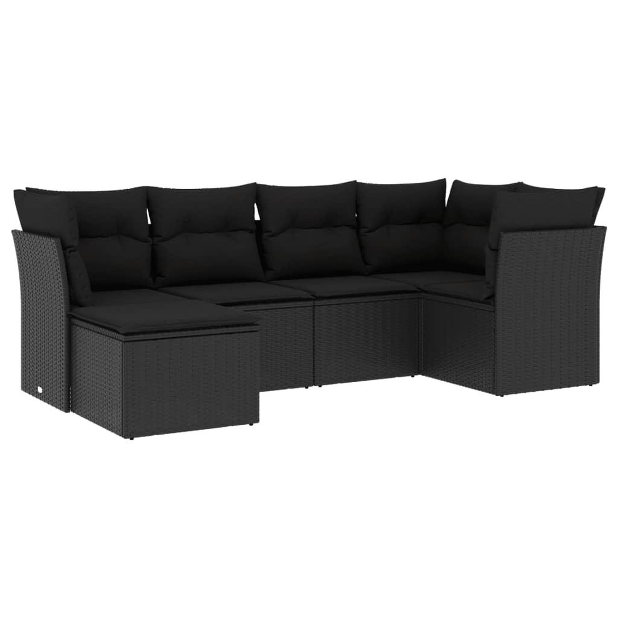 Voir la diapositive 2 : VIDAXL Salon de jardin 6 pcs avec coussins noir resine tressee