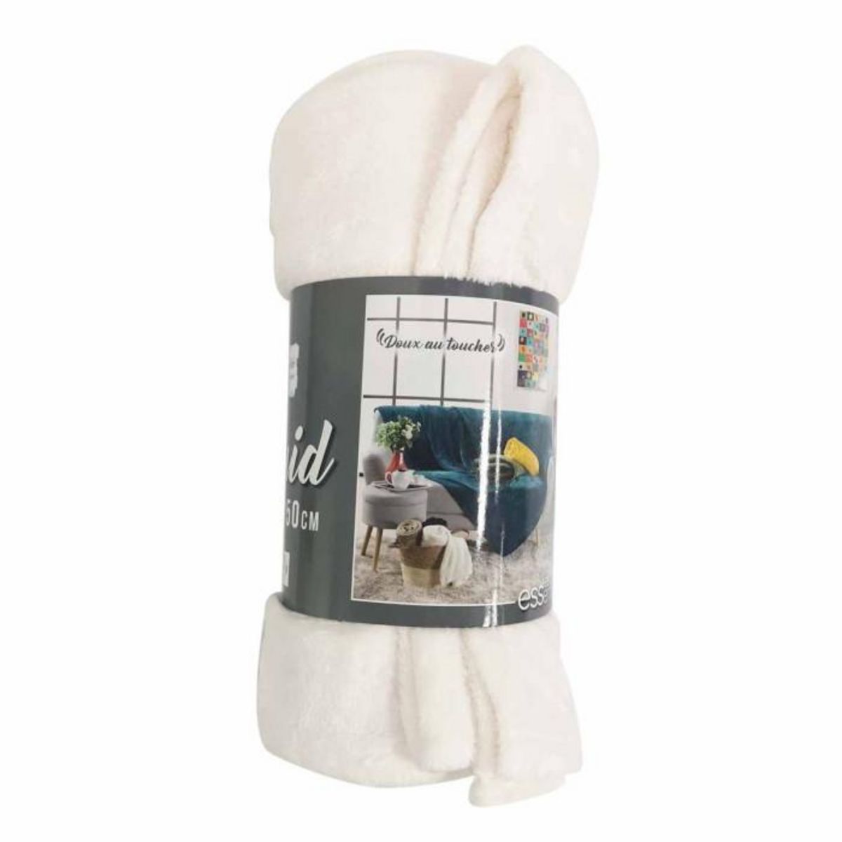 Paris Prix Plaid Uni en Flanelle  Flanou  125x150cm Naturel