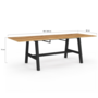 Voir la diapositive 6 : ID MARKET Table à manger extensible rectangle MADELEINE 6-12 personnes bois et métal noir 160-240 cm