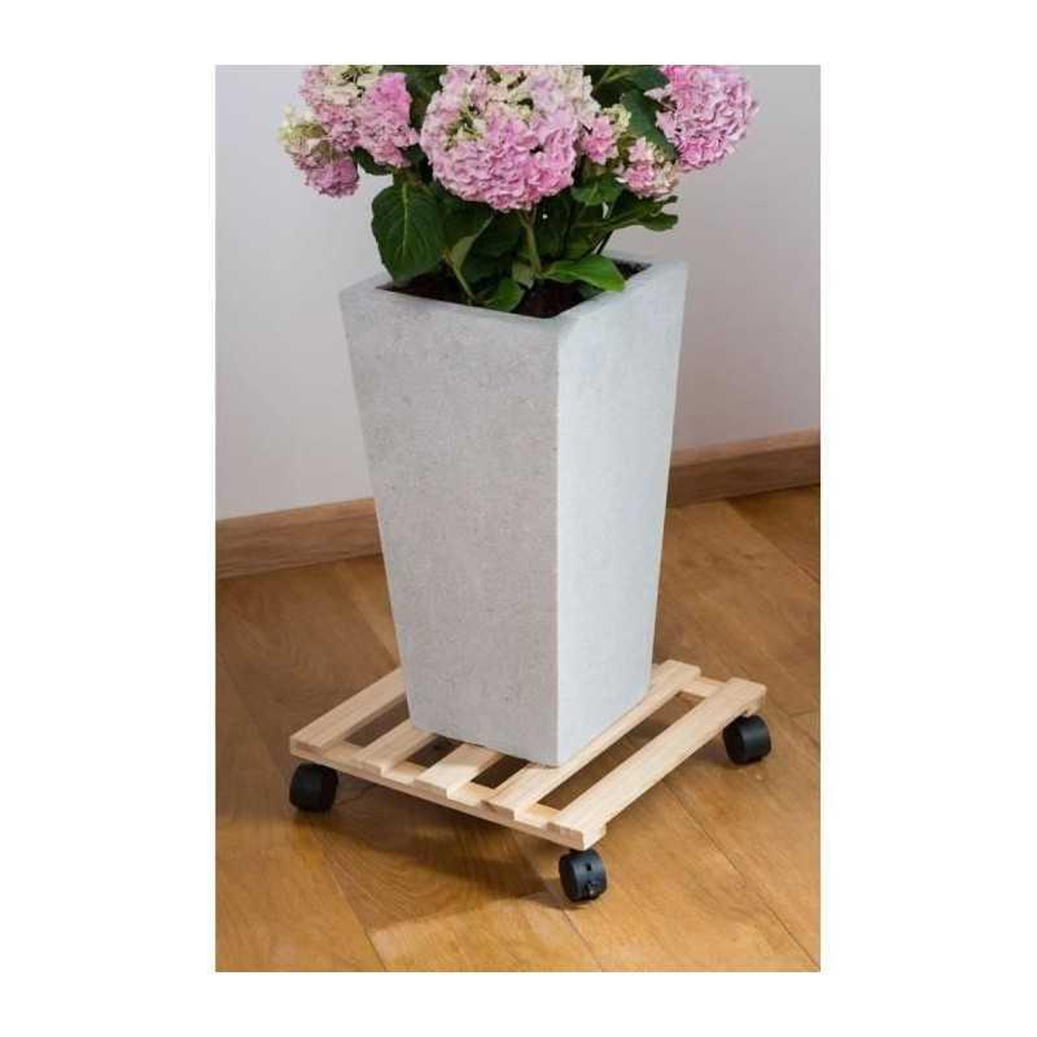 Voir la diapositive 3 : NATURE Nature support carré pour pot de fleurs à roulettes en bois de sapin, 35 x 35 cm