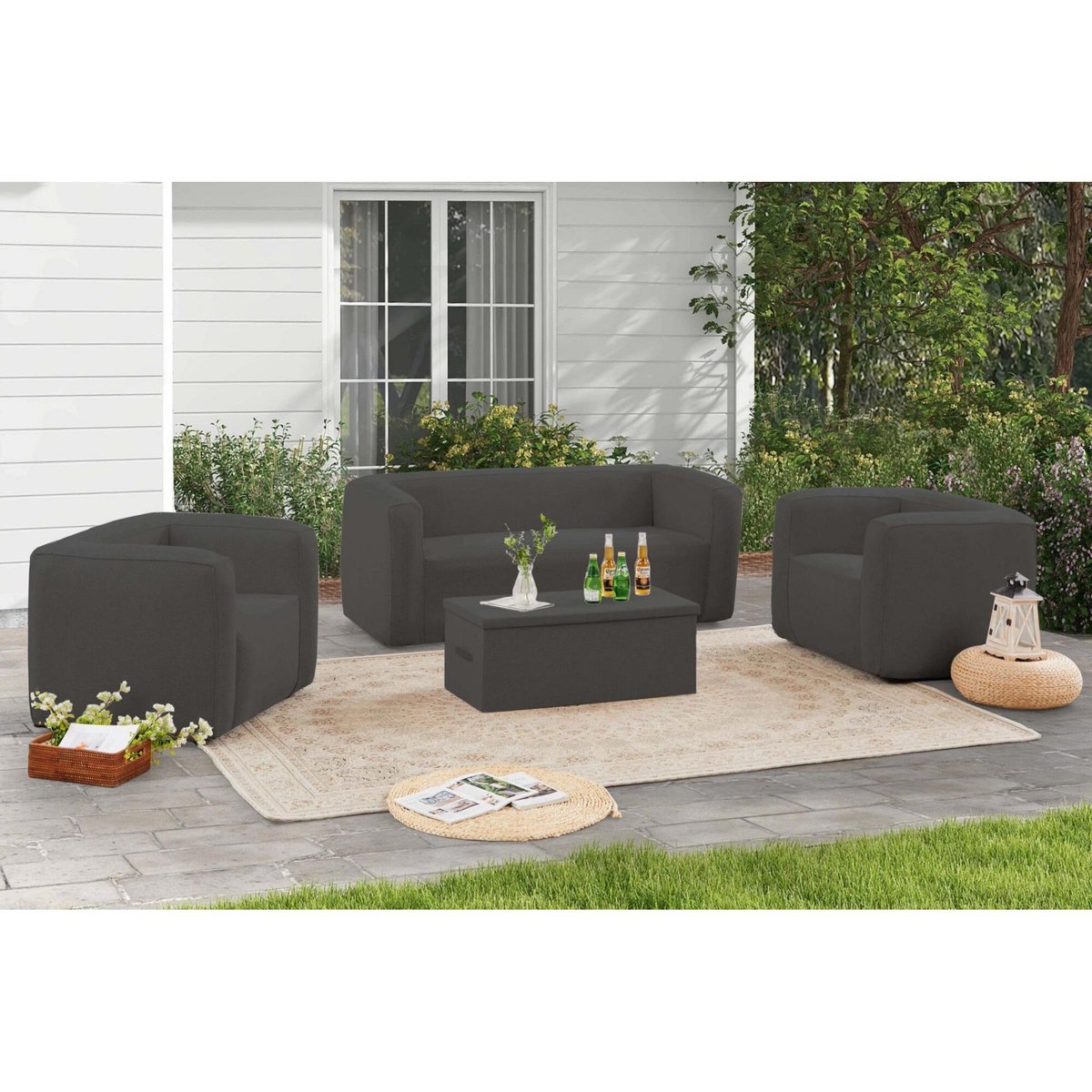 TERRACOTTA Salon gonflable 5 places - Terracotta - Intérieur et extérieur - Gris foncé