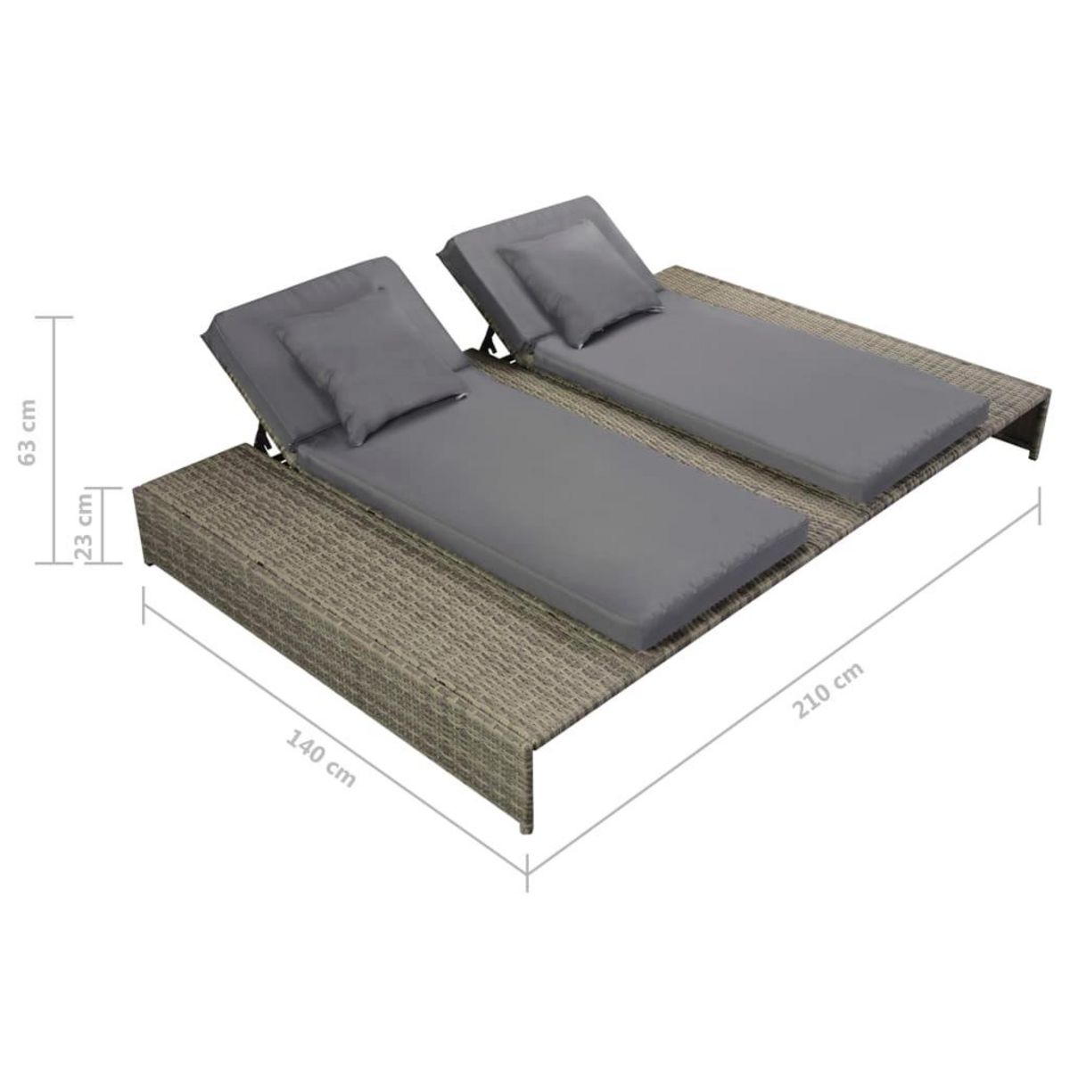 VIDAXL Salon de jardin 5 pcs avec coussins Resine tressee Gris