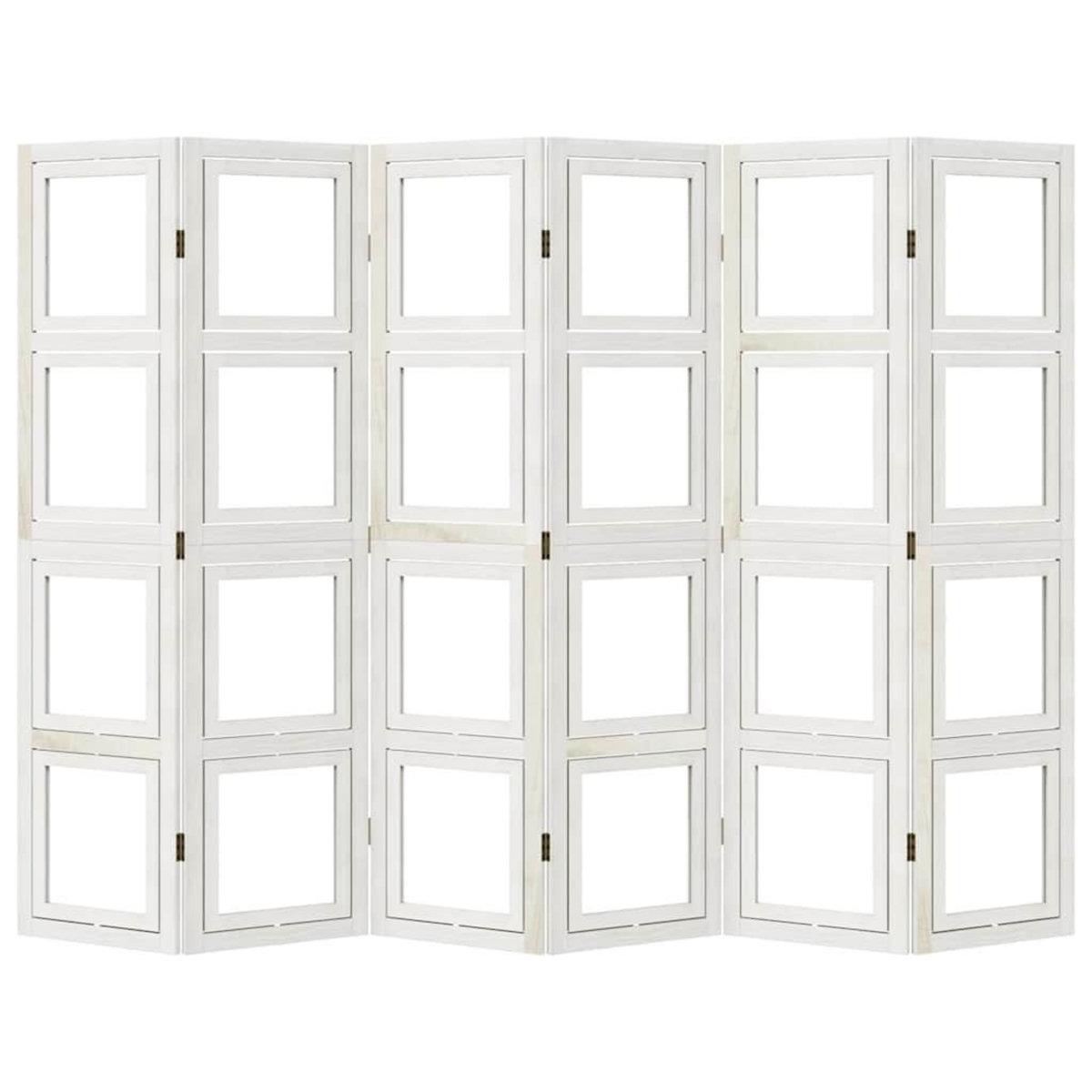 VIDAXL Cloison de separation 6 panneaux blanc bois de paulownia massif