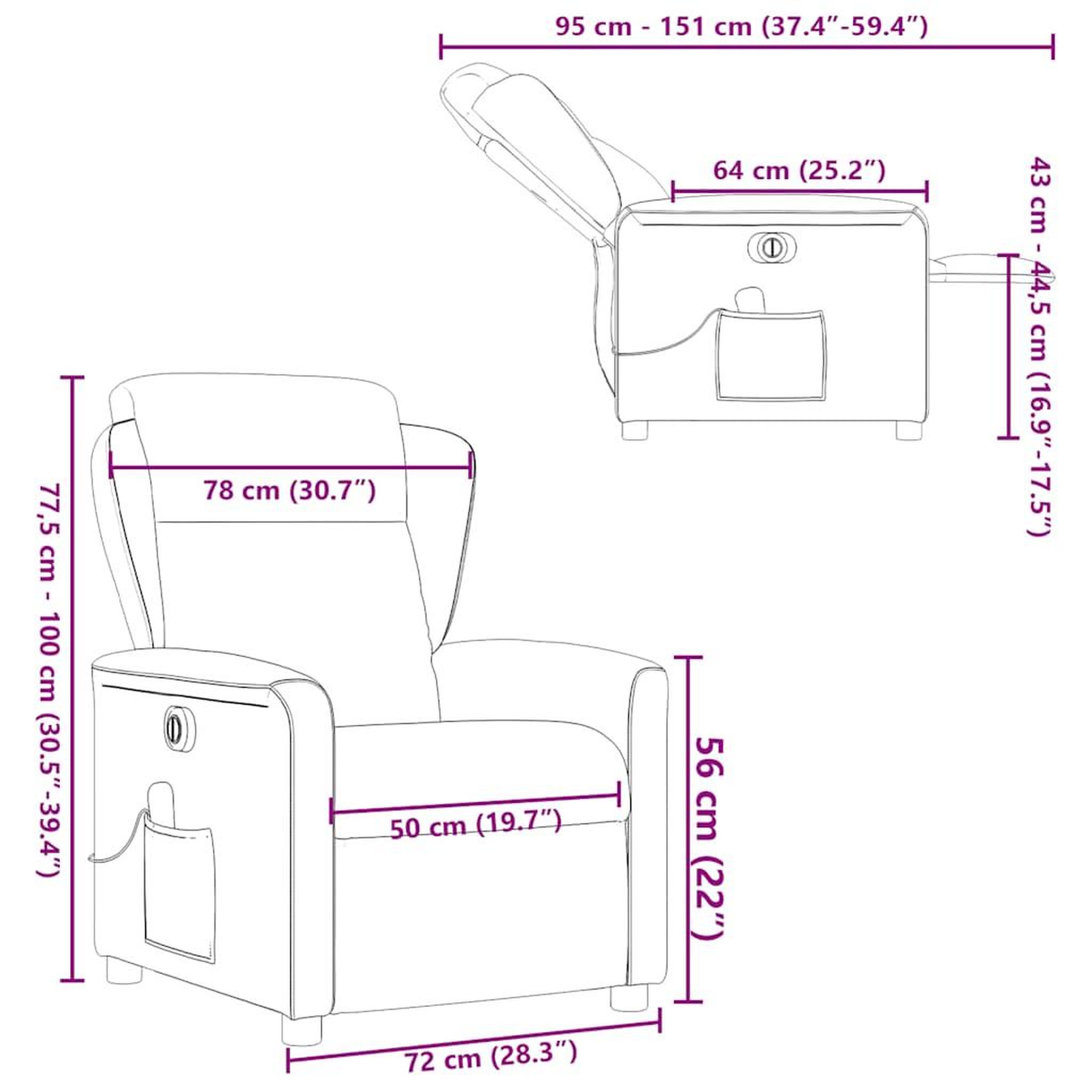 Voir la diapositive 6 : VIDAXL Fauteuil inclinable de massage electrique gris fonce tissu