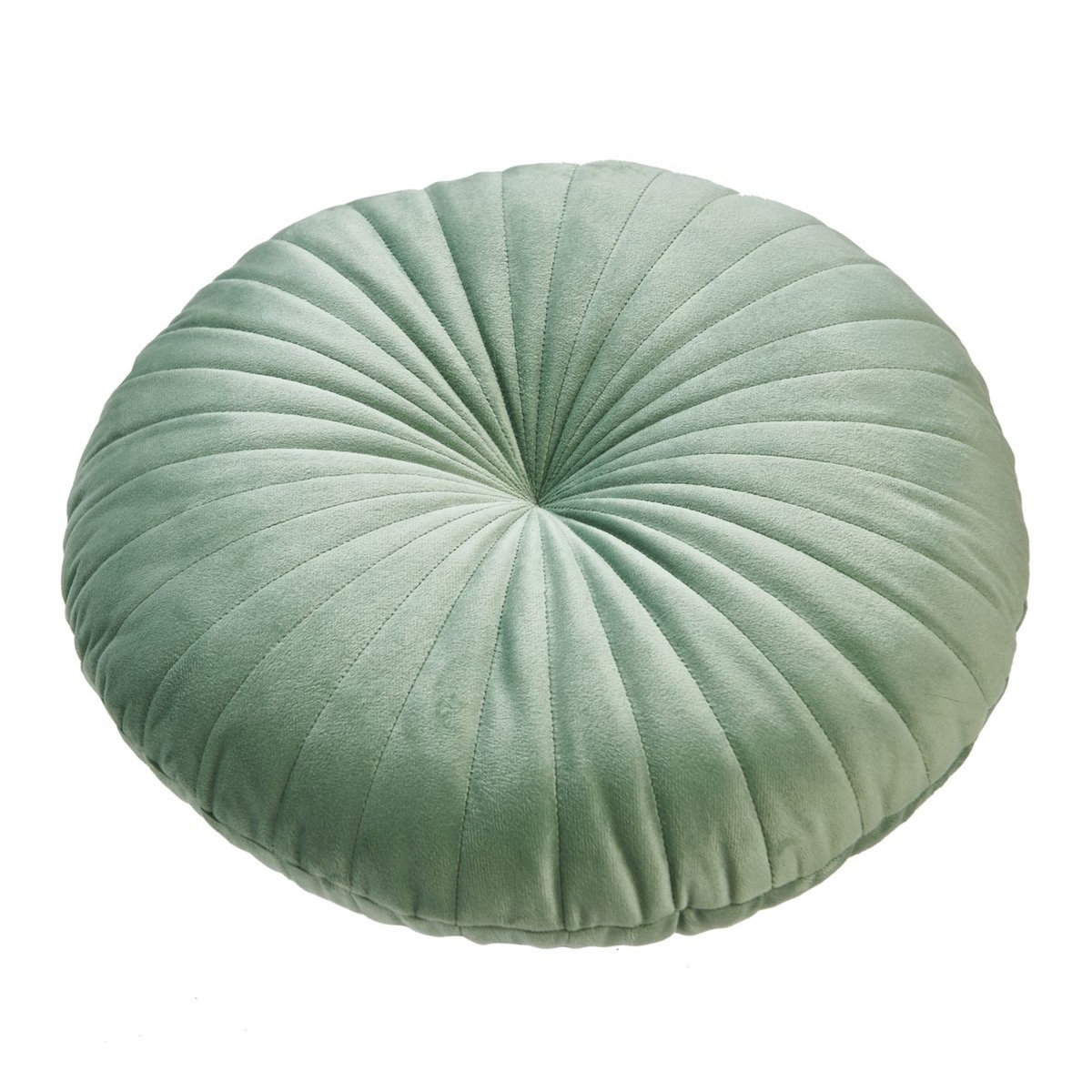 ACTUEL Coussin uni rond en velours plissé 