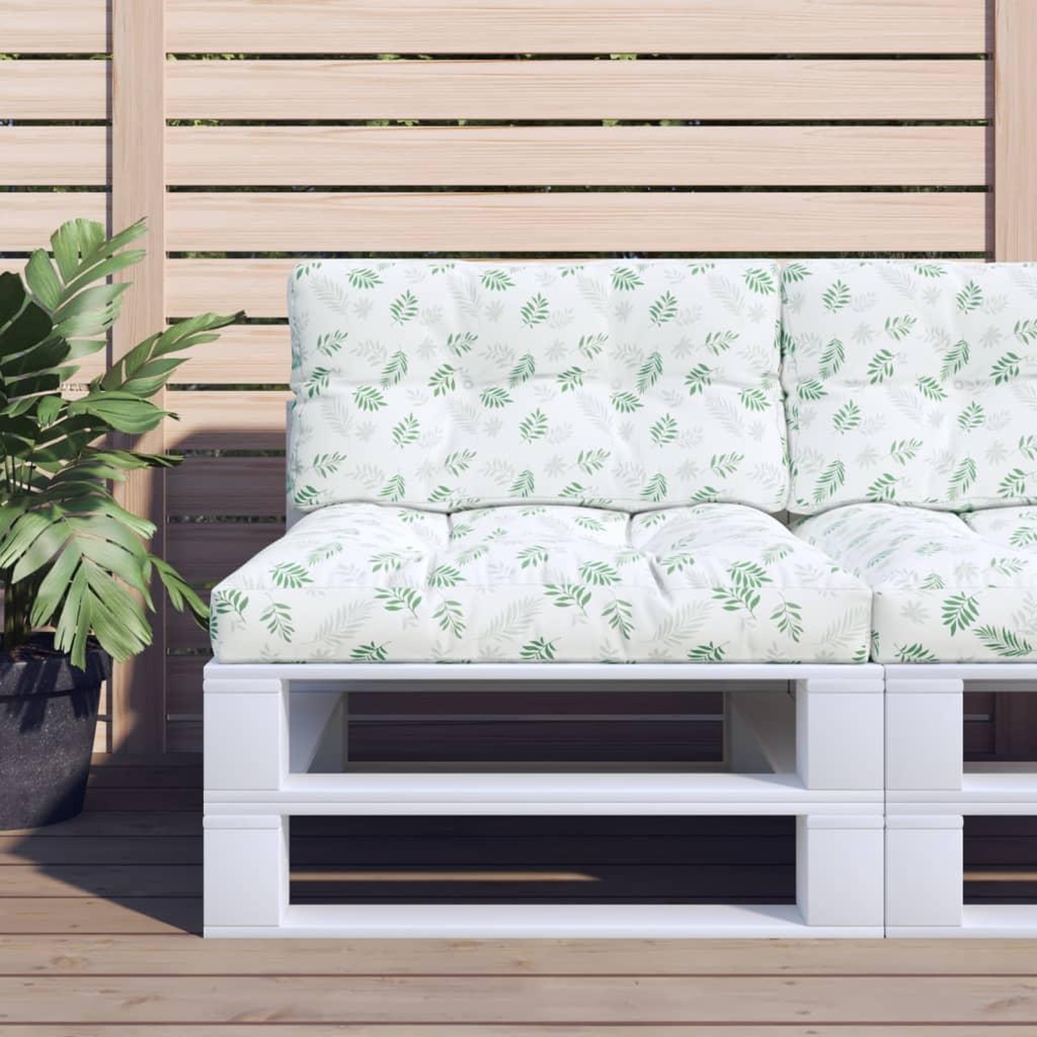 VIDAXL Coussins de palette lot de 2 motif de feuilles tissu