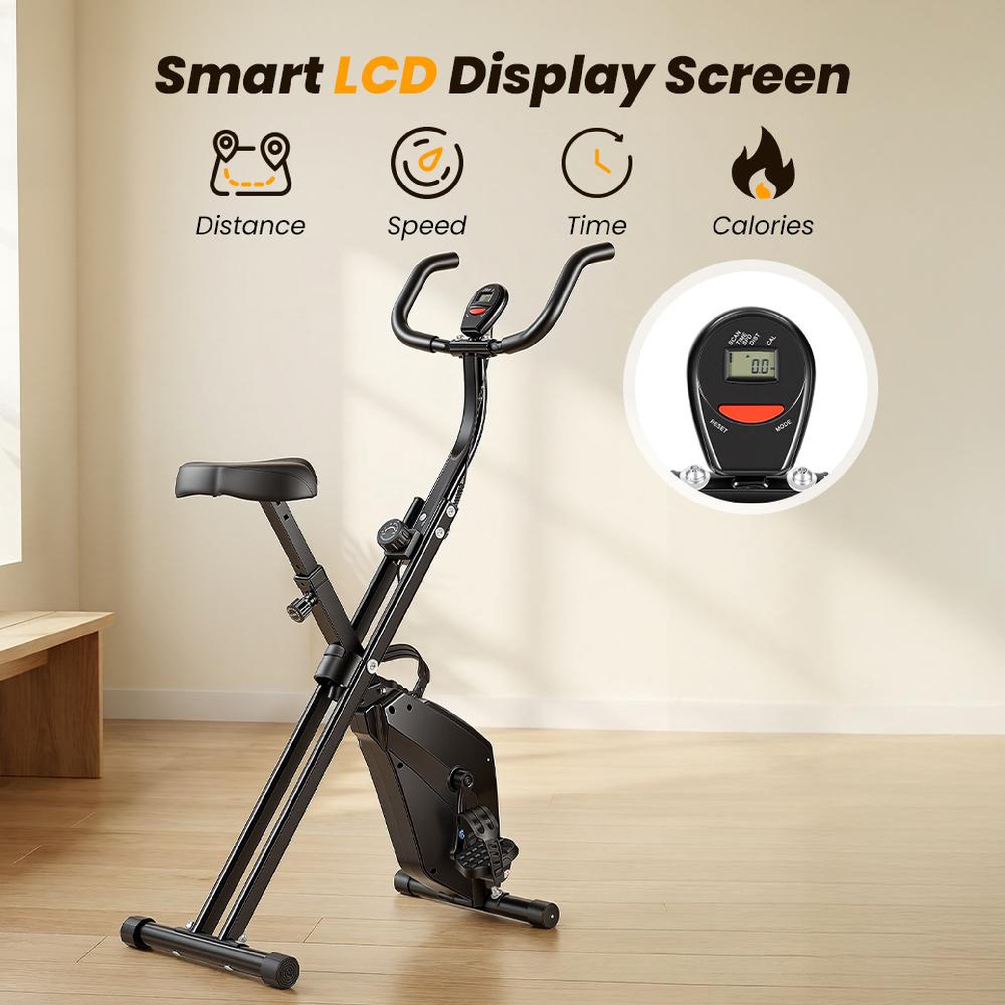 Voir la diapositive 4 : FORMILL Vélo d'exercice pliable yzj-508, 16 niveaux de résistance magnétique, vélo d'intérieur compact, selle réglable