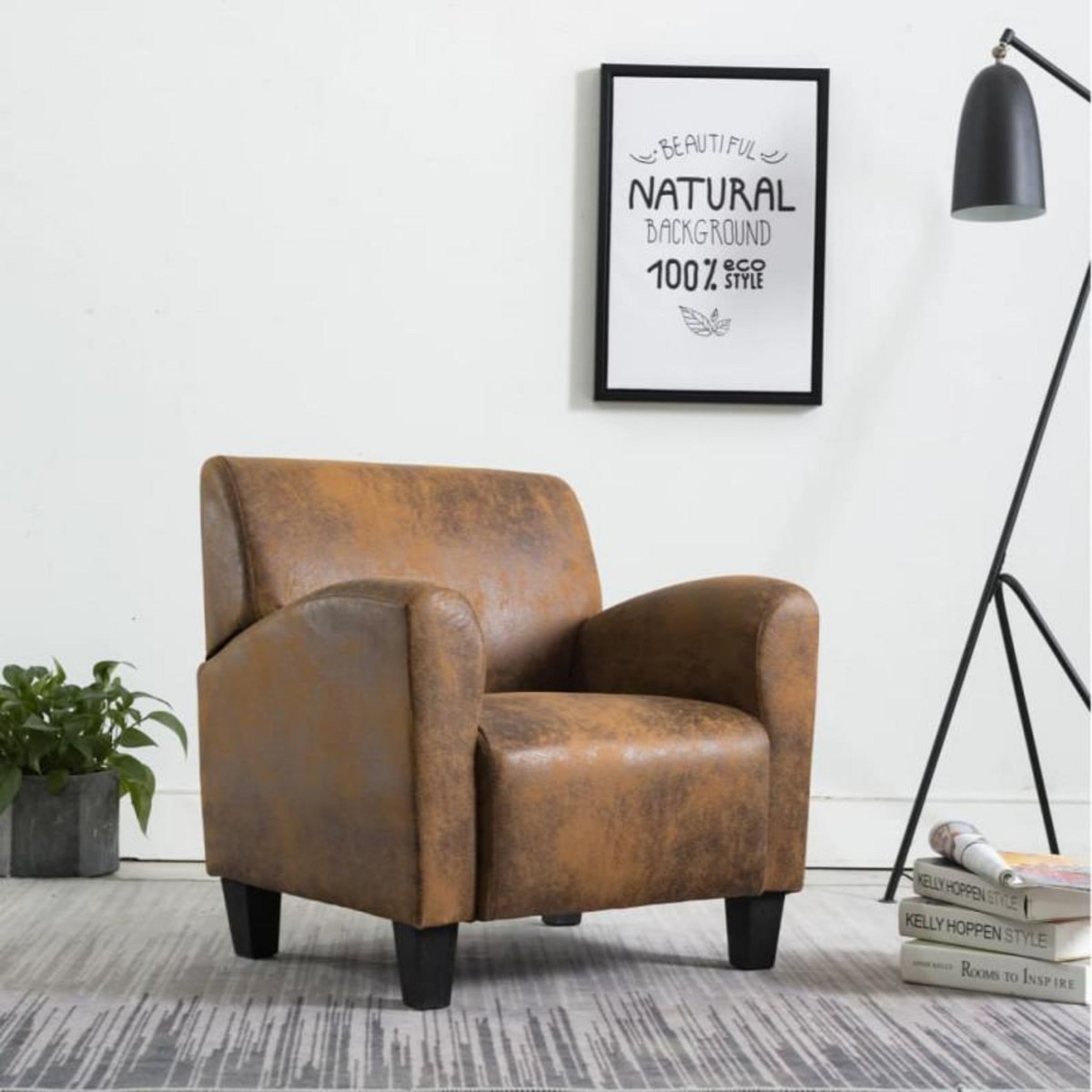 VIDAXL Fauteuil marron similicuir daim