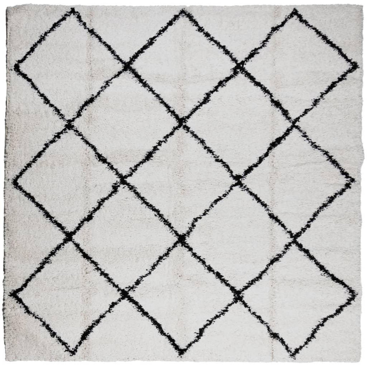 VIDAXL Tapis shaggy a poils longs moderne creme et noir 160x160 cm