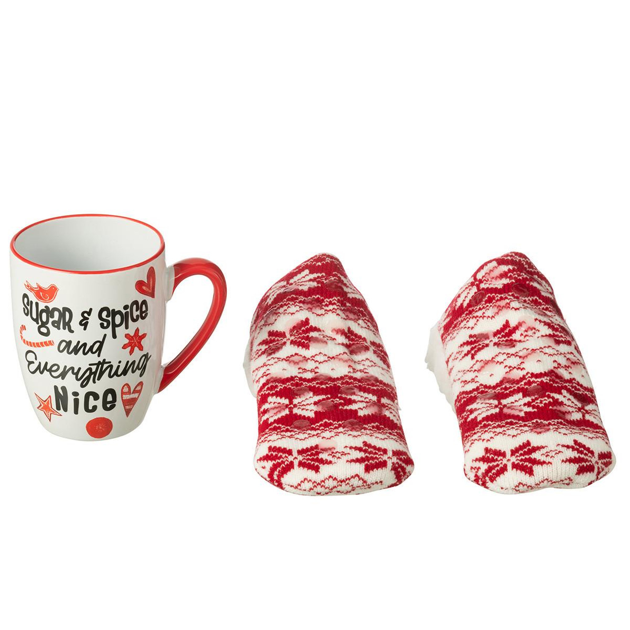 Voir la diapositive 3 : J-LINE Mug en céramique & chausson  nice  22cm rouge