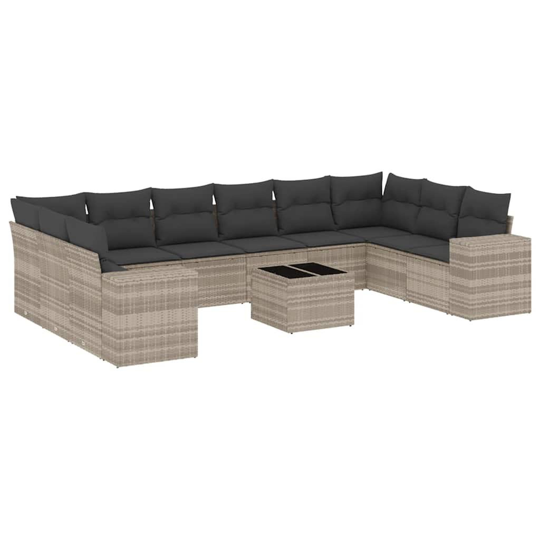 Voir la diapositive 2 : VIDAXL Salon de jardin 11 pcs avec coussins gris clair resine tressee