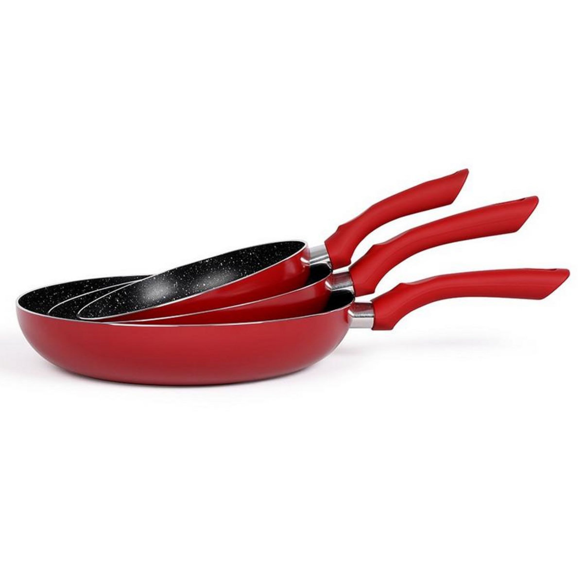 LIVOO Lot de 3 poêles antiadhésives 20/24/28cm rouge - men124rc
