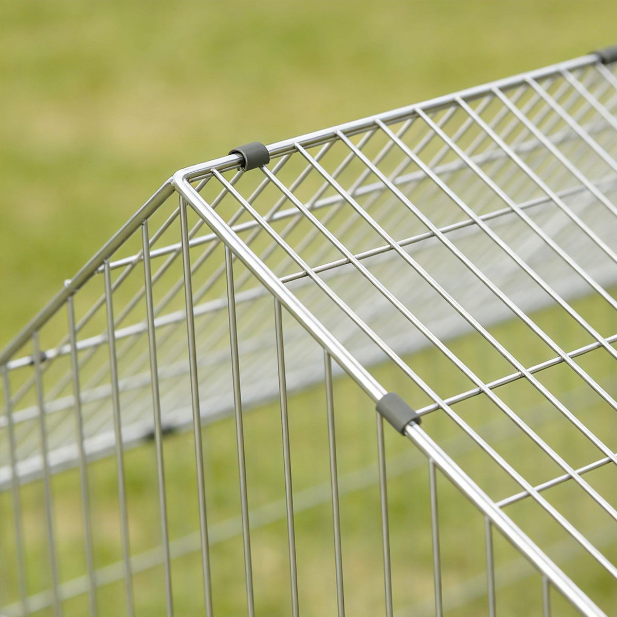 PAWHUT Parc enclos extérieur lapins portes verrouillables toit incliné acier vert