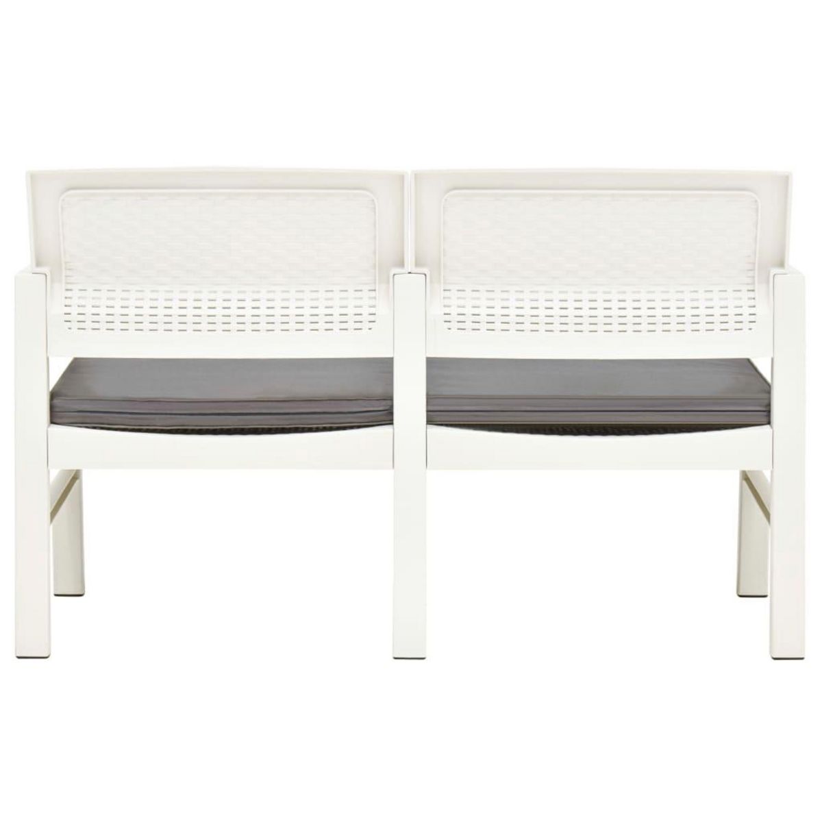 VIDAXL Banc de jardin a 2 places et coussins 120 cm Plastique Blanc