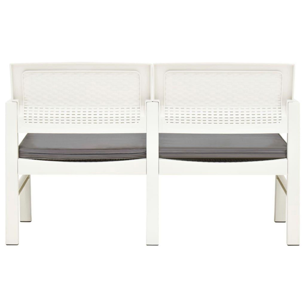 VIDAXL Banc de jardin a 2 places et coussins 120 cm Plastique Blanc