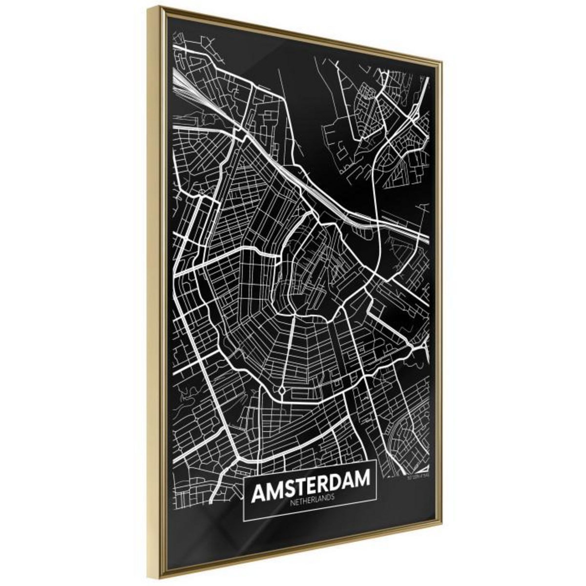 Paris Prix Affiche Murale Encadrée  City Map Amsterdam Dark
