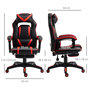 Voir la diapositive 3 : HOMCOM HOMCOM Fauteuil de bureau manager grand confort style baquet racing gamer pivotant inclinable avec coussins et repose-pieds revêtement synthétique noir rouge