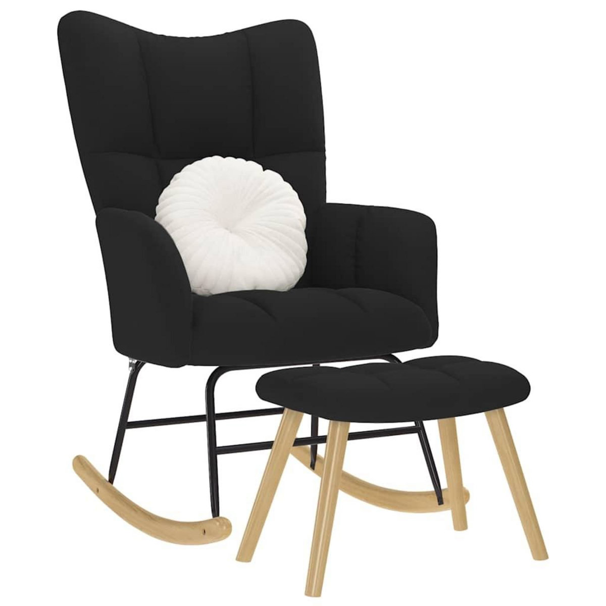 VIDAXL Chaise a bascule avec repose-pied Noir Tissu